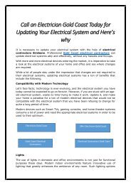 Call an Electrician Gold Coast Today for Updating Your Electrical System and Here’s why