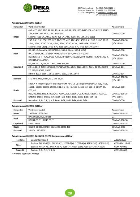 DEKA Controls Katalog 2018