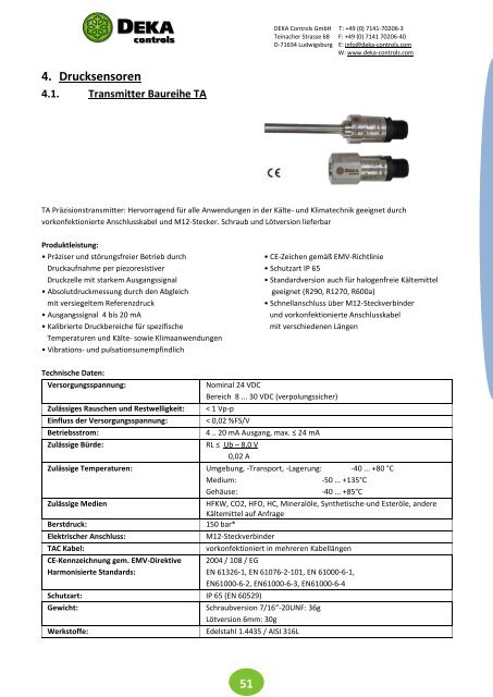 DEKA Controls Katalog 2018