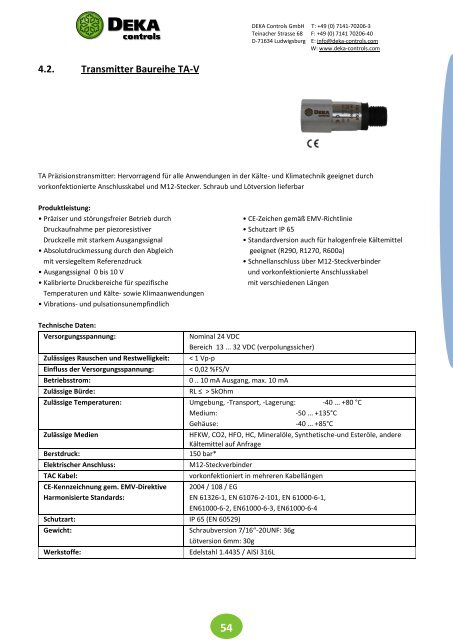 DEKA Controls Katalog 2018