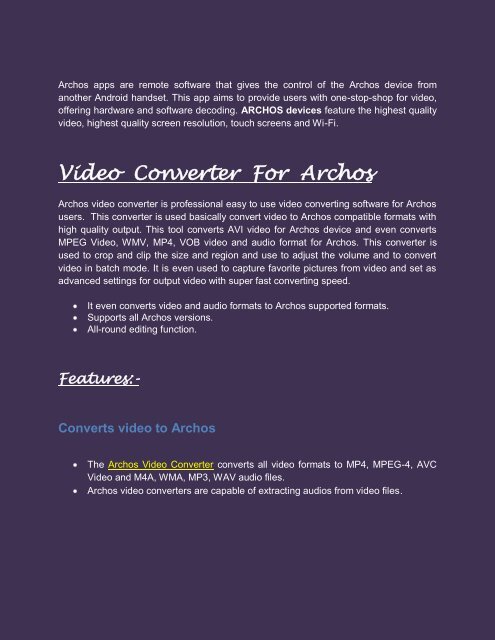 Archos video converter