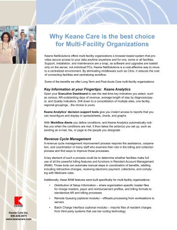 Why Keane Care is the best choice for Multi-Facility Organizations