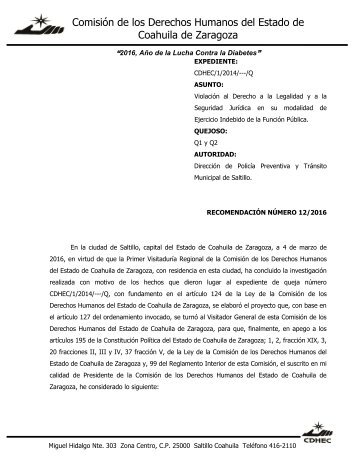 Comisión de los Derechos Humanos del Estado de Coahuila de Zaragoza