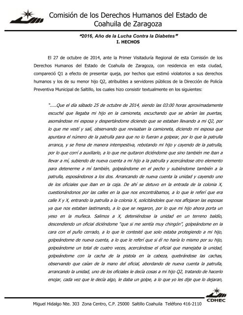 Comisión de los Derechos Humanos del Estado de Coahuila de Zaragoza