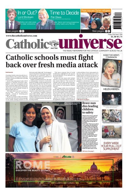 22nd April 2016 The Catholic Universe