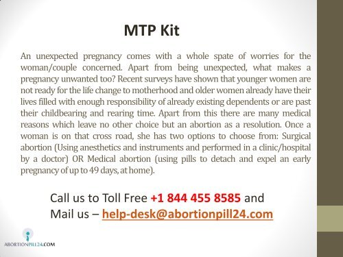 You are Stressed from Unwanted Pregnancy - MTP Kit is Best Solution