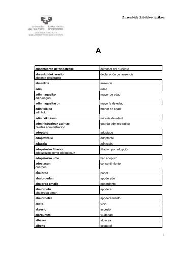 euskera-castellano zuzenbide zibileko lexikoa