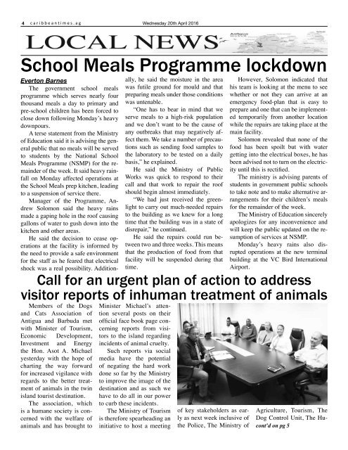 Caribbean Times 93rd issue - Wednesday 20th April 2016