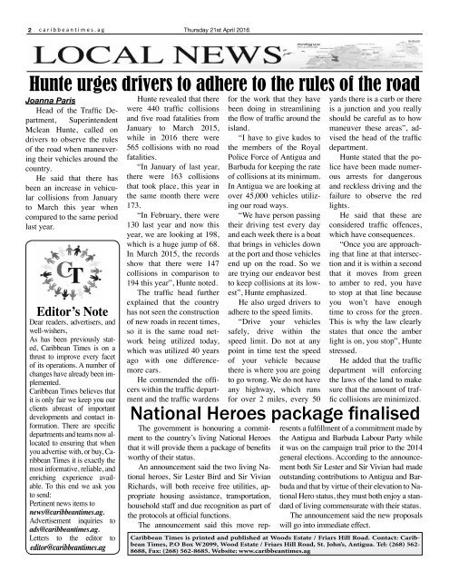 Caribbean Times 94th issue - Thursday 21st April 2016