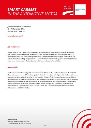 Factsheet - job and career at Automechanika