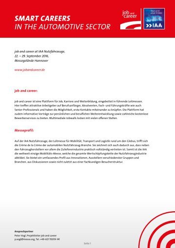 Factsheet - job and career at IAA Nutzfahrzeuge 2016