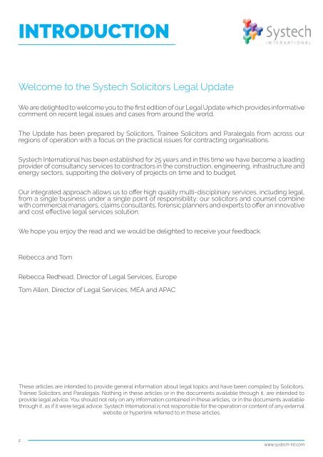 SYSTECH SOLICITORS LEGAL UPDATE