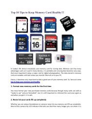 Top 10 Tips to Keep Memory Card Healthy!!!
