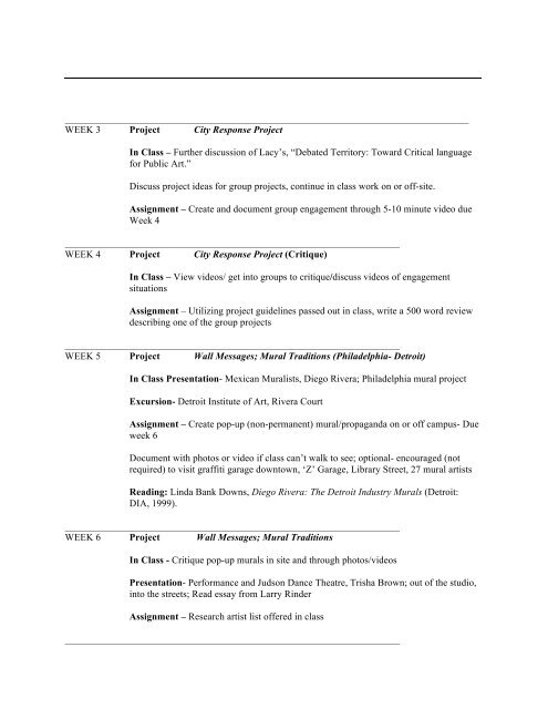 Syllabus Exploring Models of Social Practice Detroit to Lima
