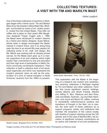 COLLECTING TEXTURES: A VISIT WITH TIM AND MARILYN MAST