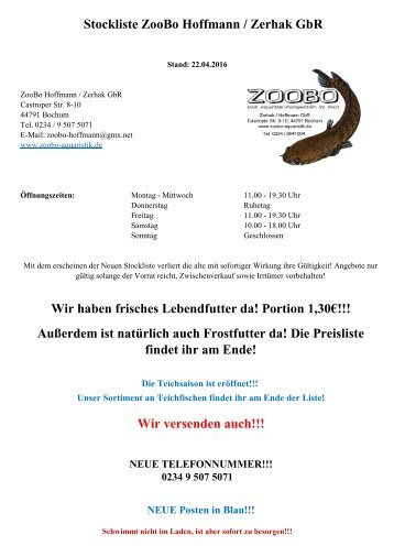 Stockliste ZooBo 22.04.2016