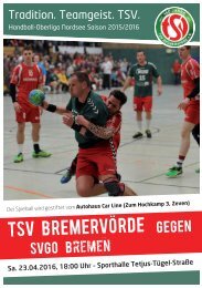 Hallenheft TSV Bremervörde gegen die SVGO Bremen am 23. April 2016