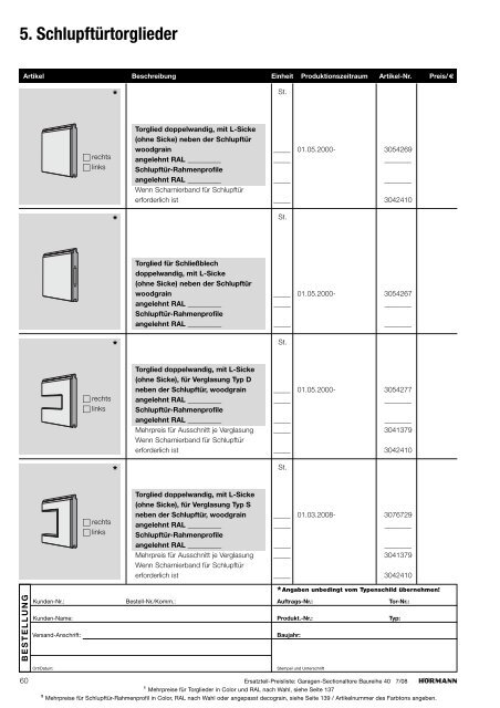 6. Zubehör für Torglieder - Effertz GmbH