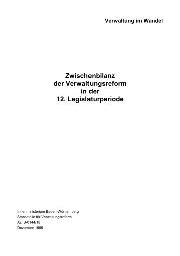 Zwischenbilanz der Verwaltungsreform in der 12. Legislaturperiode