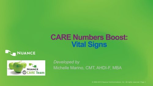 Numbers Boost - Vital Signs Power Point
