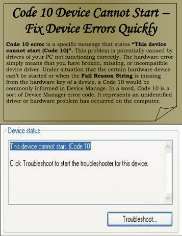 Code 10 Device Cannot Start – Fix Device Errors Quickly 