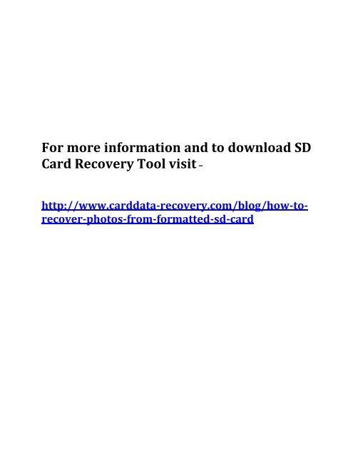 How to Recover Photos From Formatted SD Card?