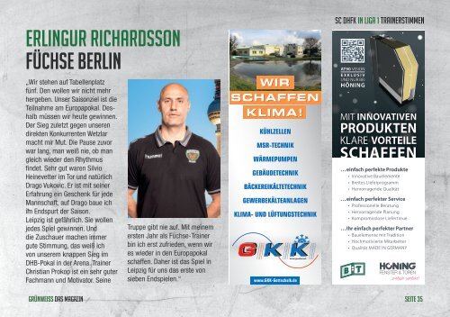 GRÜNWEISS – das Magazin der DHfK-Handballer