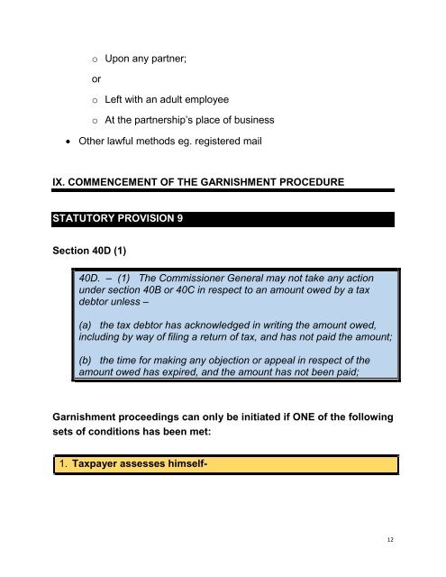 GARNISHMENT POLICY