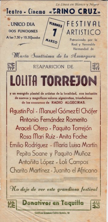 Festival a beneficio Virgen de la Amargura - Reaparicion Lolita Torrejon