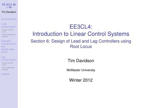 Lead and Lag Compensator Design using Root Locus