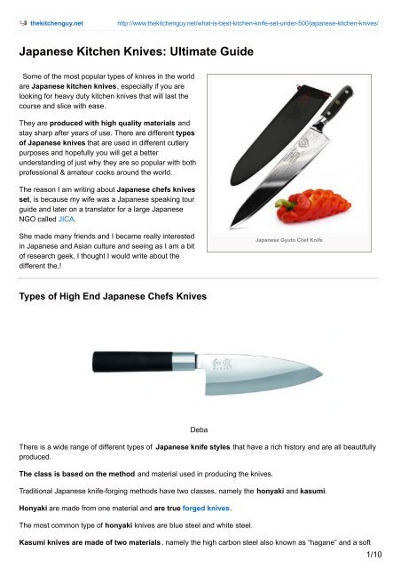Japanese Kitchen Knives Ultimate Guide