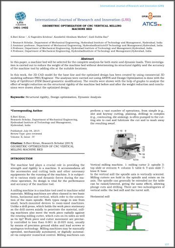  GEOMETRIC OPTIMIZATION OF CNC VERTICAL MILLING
