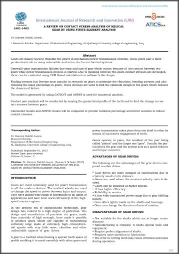  A REVIEW ON CONTACT STRESS ANALYSIS OF HELICAL