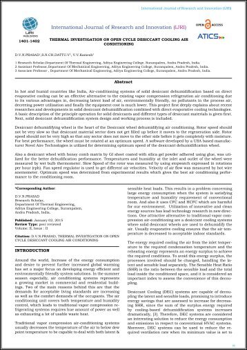  THERMAL INVESTIGATION ON OPEN CYCLE DESICCANT COOLING AIR