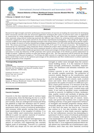  Flexural Behavior of Fibrous Reinforced Cement Concrete Blended With Fly