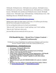 SPECIAL review of PLR Bandit