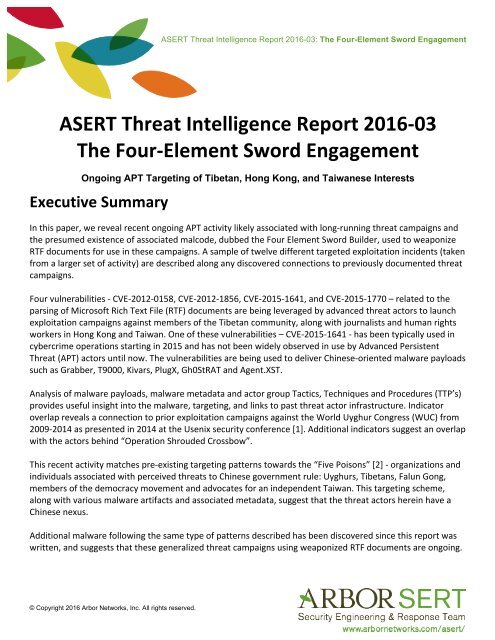 ASERT-Threat-Intelligence-Report-2016-03-The-Four-Element-Sword-Engagement