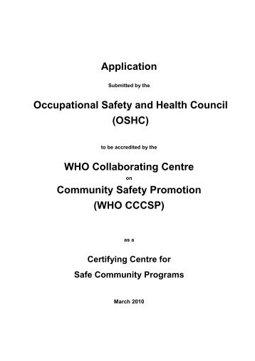 Application Occupational Safety and Health Council (OSHC) WHO ...