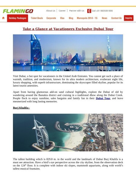 Take a Glance at Vacationers Exclusive Dubai Tour