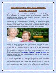 Make Successful Aged Care Financial Planning in Sydney