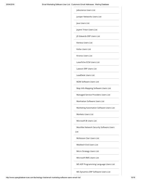Buy Customized List of Email Marketing Software using Companies from Span Global Services