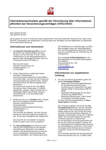 Informationsschreiben gemäß der Verordnung über Informations ...