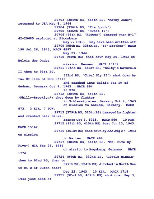 B-17 Serial Numbers - JeanneRickey.com