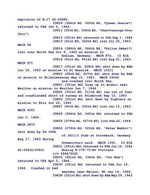 B-17 Serial Numbers - JeanneRickey.com