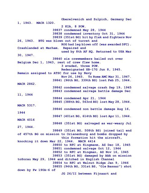 B-17 Serial Numbers - JeanneRickey.com