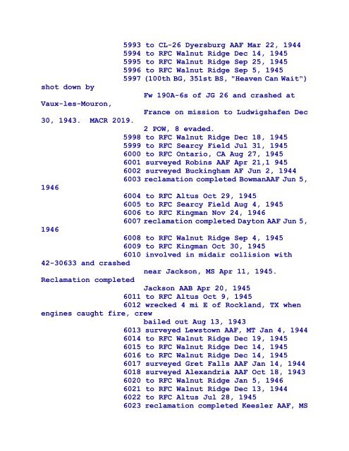 B-17 Serial Numbers - JeanneRickey.com