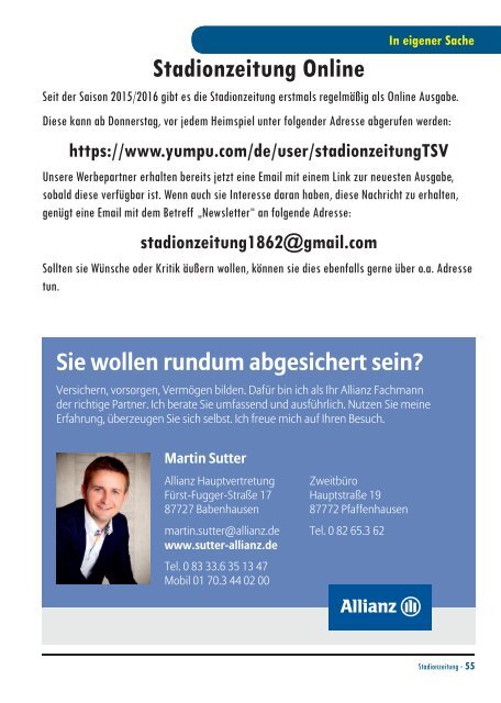 20160416 14 Stadionzeitung TSV Babenhausen - TV Sontheim