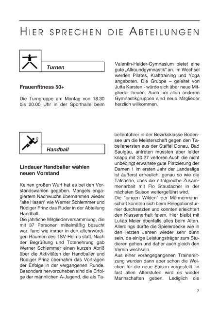 Mitteilungsblatt des Turn - TSV Lindau 1850 eV