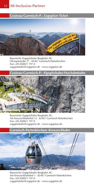 ZugspitzCard Erlebnisheft / Tour Booklet 2016/17