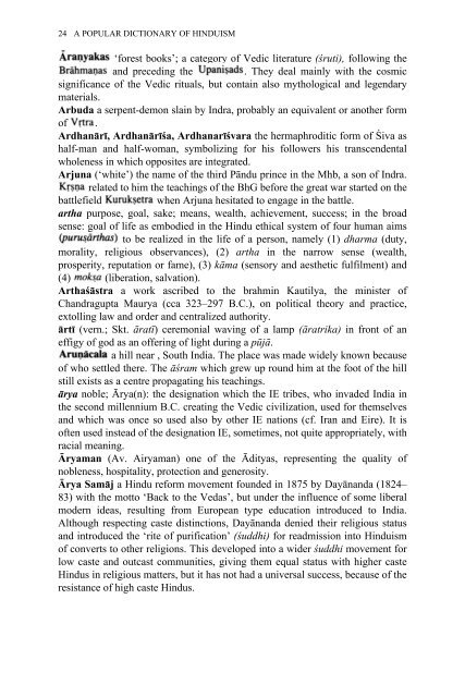 A Popilar Dictionary of Hinduism Karel Werner